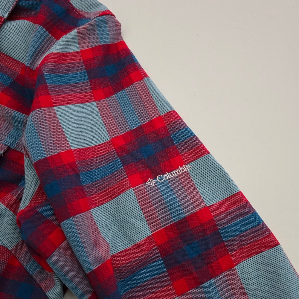 Columbia Women's High Bridge Lane EXS Plaid Button Down Flannel Shirt Red Blue L - Picture 6 of 16
